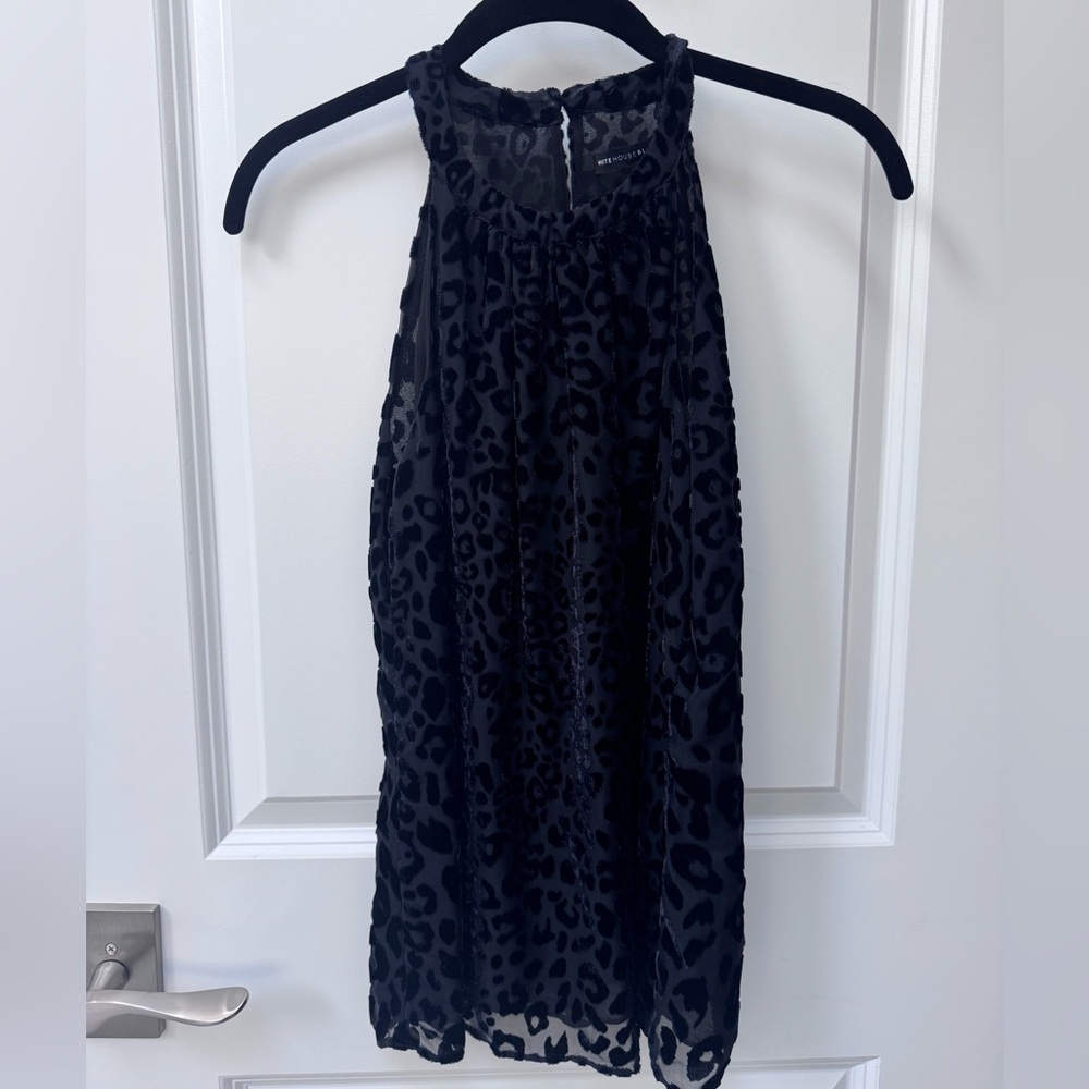 White House Black Market Black Textured Top